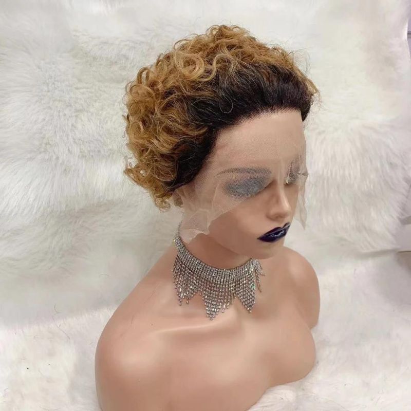 Raw Wig Vendors Short Inch Lace Front Party Wig Ombre Human Hair Wig