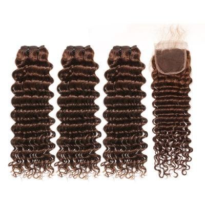 Deep Wave Bundles with Closure Brazilian Hair Weave 3 Bundles Remy Human Hair Bundles with Closure