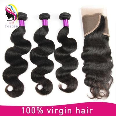 8A Body Wave Virgin Remy Brazilian Human Hair Extension with Closure