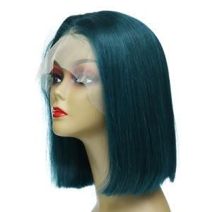 Virgin Brazilian Human Hair Short Bob Lace Front Wig with Middle Part