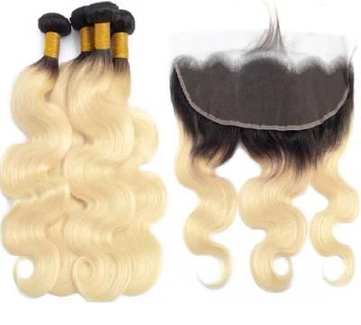 Alinybeauty Brazilian Human Hair T1b/613 Bundles with Frontal