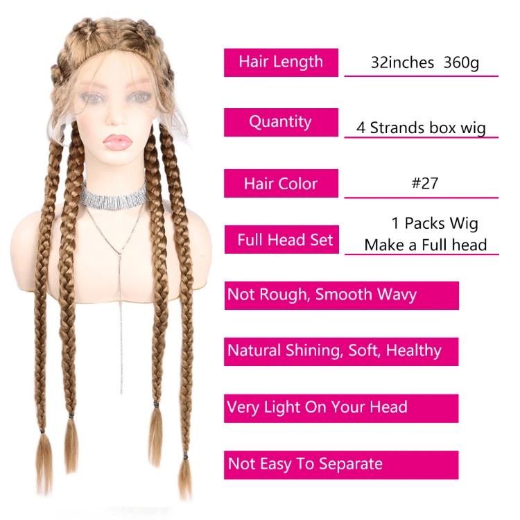 Wholesale African American 32inch Box Braid Synthetic Hair Wig Twist Braided Wigs