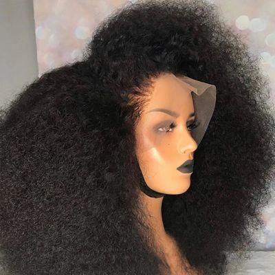 Afro Kinky Curly Wig Natural 1b 13X4 Lace Front Human Hair Wigs for Black Women Pre Plucked 150% Sunlight Remy Hair Wig
