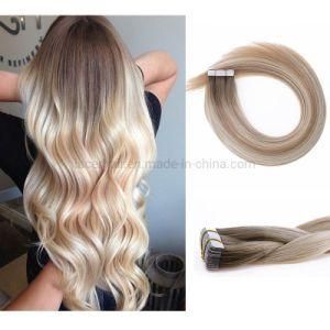 B#8-12/60 High Quality Indian Hair Curled Tape in Human Hair Extensions