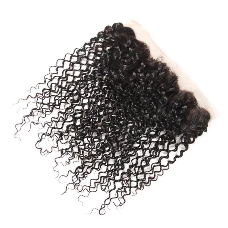 Lace Frontal Curly 13X4 Brizilian Virgin Human Hair Closure Curly Wave Hair Closure Natural Black Color Hair Extention 10 Inch