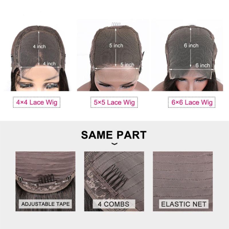 Factory Wholesale 4X4 5X5 Body Wave Lace Closure Remy Human Hair Lace Wig Pre Plucked with Baby Hair
