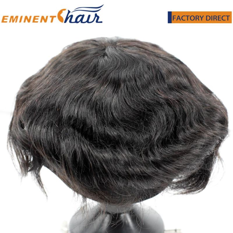 French Lace with Thin Skin Sides and Back Natural Male Human Hair Toupee