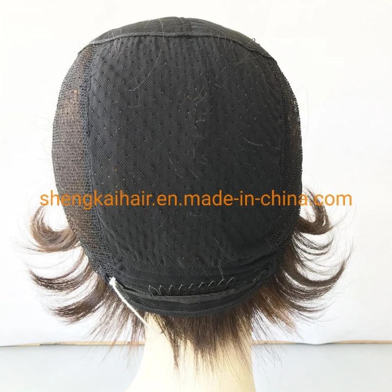 Wholesale Good Quality Handtied Heat Resistant Fiber Short Curly Lace Front Wigs with Bangs 623