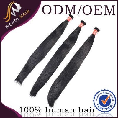 5A Grade Natural Color I Tip Peruvian Human Hair Weaving