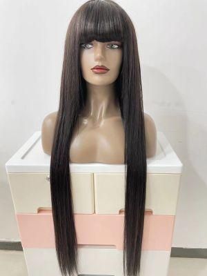 40inch Long Hair Wholesale Lace Wig Silky Tangled Freestraight Human Hair Wig with Bangs