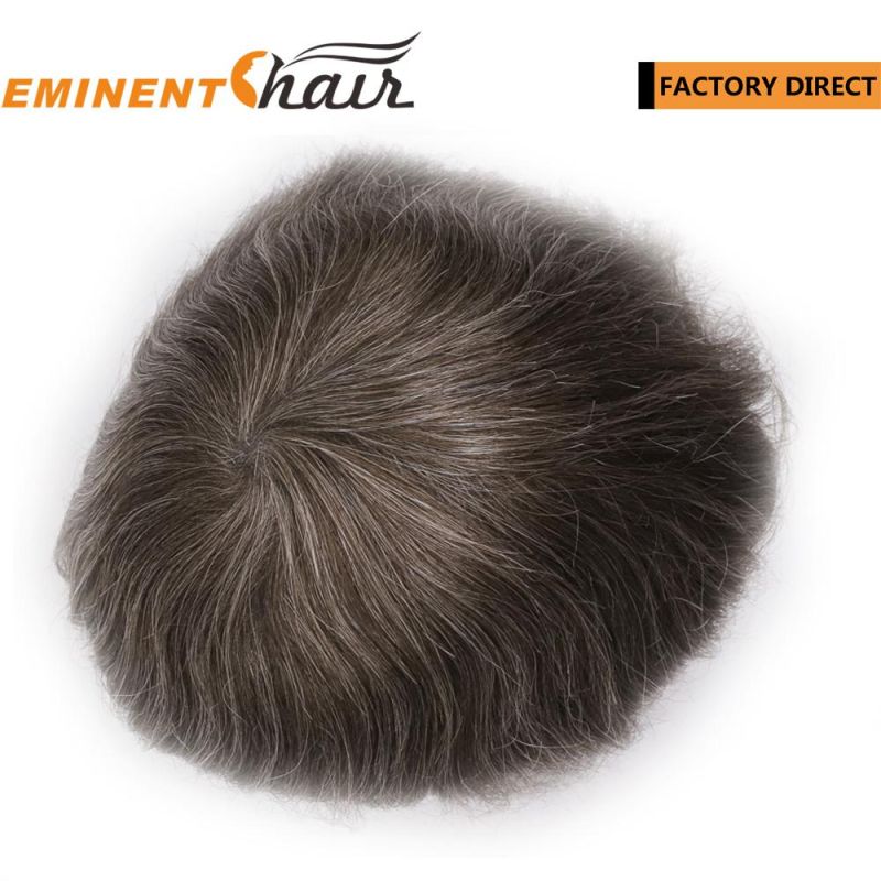Instant Delivery Indian Human Hair Men′s Skin Natural Stock Toupee