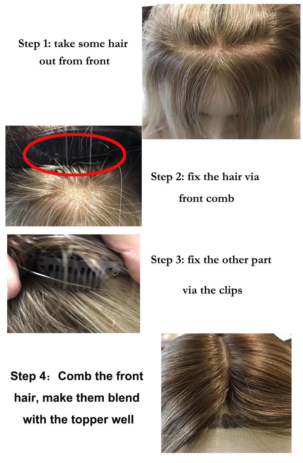 Best Quality Hair Made Simulated Scalp Injected Hairpiece Part of Wig Human Hair Silk Toppers for Lady with Thin Hair