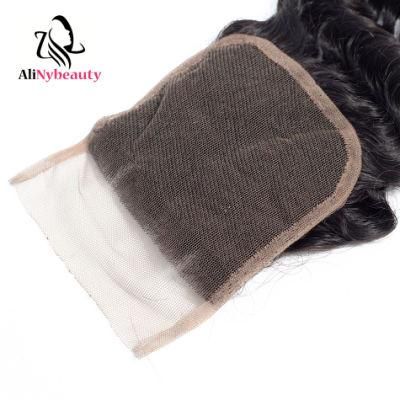 Alinybeauty 4X4 Brazilian Human Hair Deep Wave Lace Closure