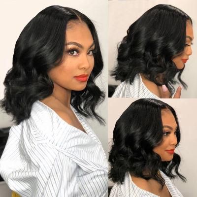 Body Wave Short Bob Wig Lace Front Human Hair Wig Brazilian Remy Hair 4X4 Closure Wig Pre Plucked 150% Density for Black Women 16 Inches