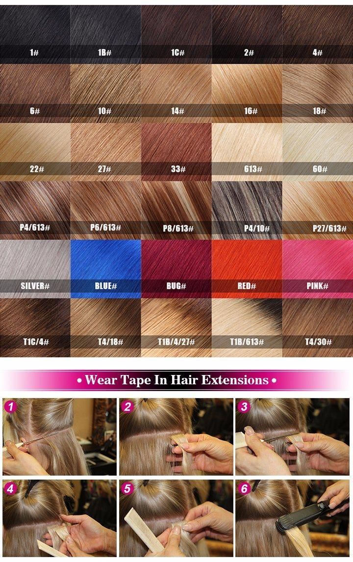 Tape in Human Hair Extension, Natural Double Drawn Tape Hair Extension 16"-24" 20PCS/Lot Brazilian PU Hair, Remy Skin Weft Hair