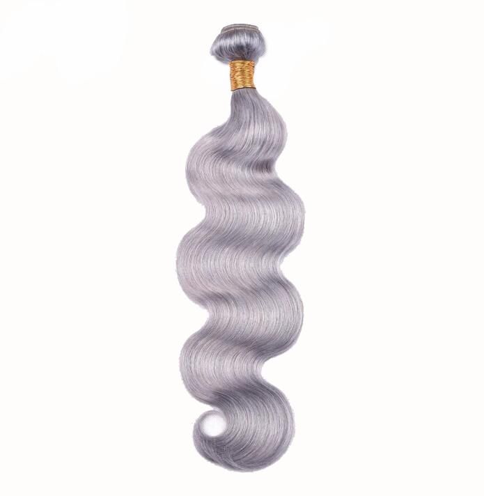 Kbeth Grey Color Human Hair Extension with HD Lace Closure for USA Black Women Customized Body Wave 30 Inch Remy Xuchang Factory Price Hair Bundle Ready to Ship