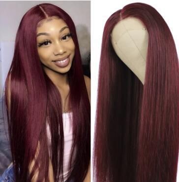 Top Grade 99j Red Colored Wigs Real Human Hair 13X4 Brazilian Virgin Wigs