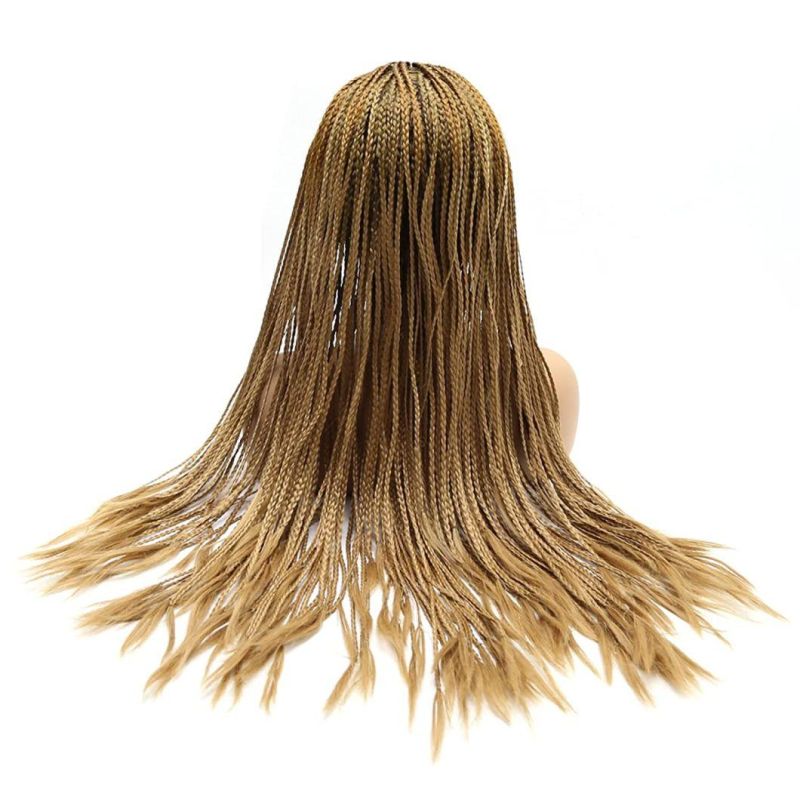 Braided Lace Front Wigs Brown Ombre Honey Blonde Wig with Baby Hair Heat Resistant Fiber Synthetic Lace Front