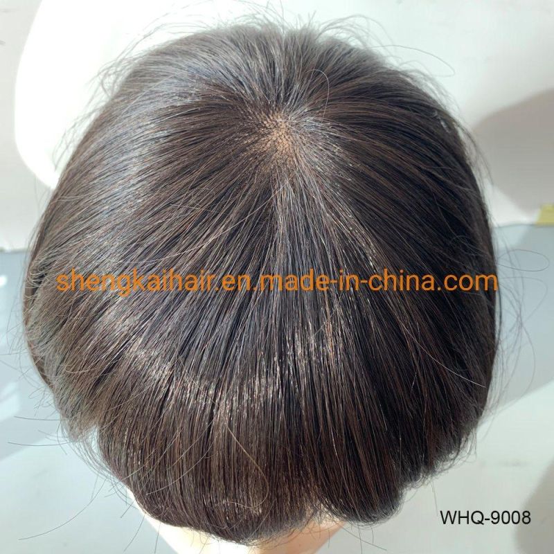 Wholesale Good Quality Handtied Human Hair Synthetic Hair Mix Wigs for Women Over 50 576