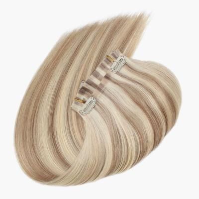 2020 New Arrival Straight Hair Highlight Ombre Color Clip in Human Hair Extensions