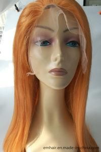 High Quality No Tangle Orange and Yellow Brazilian Virgin Hair 100% Human Hair Wig