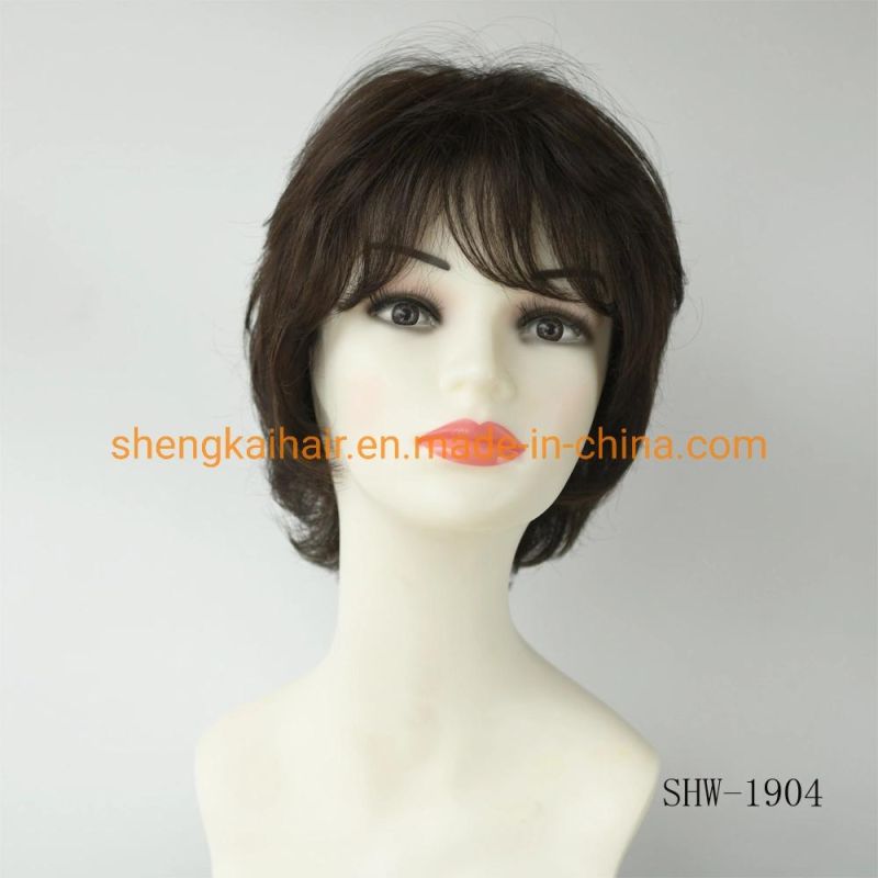 Wholesale Good Quality Handtied Synthetic Human Hair Mix Natural Looking Hair Wigs 542