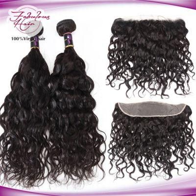 Brazilian Human Hair Weave Natural Wave Bundles 13*4 Lace Frontal