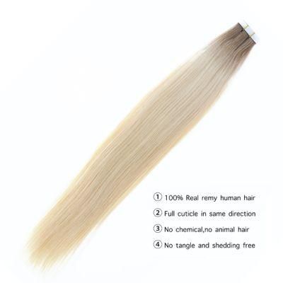 Double Drawn Remy Tape Human Hair Extensions 100% Real Skin Weft Adhesive Hair 16/20/24 Inches Multi-Colors