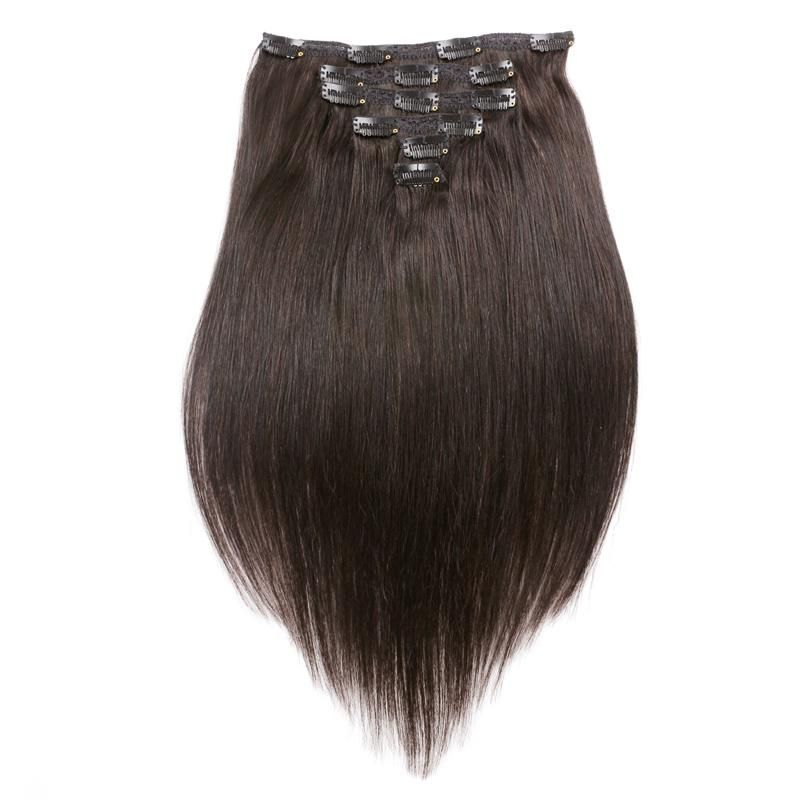 Wholesale Double Drawn 100% Remy Human Hair 7-12 Piece Set Clip in Human Hair Extension