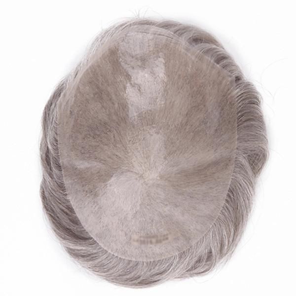 Delicate Lift Injected Super Thin Skin Base Gray Male Hair Replacement