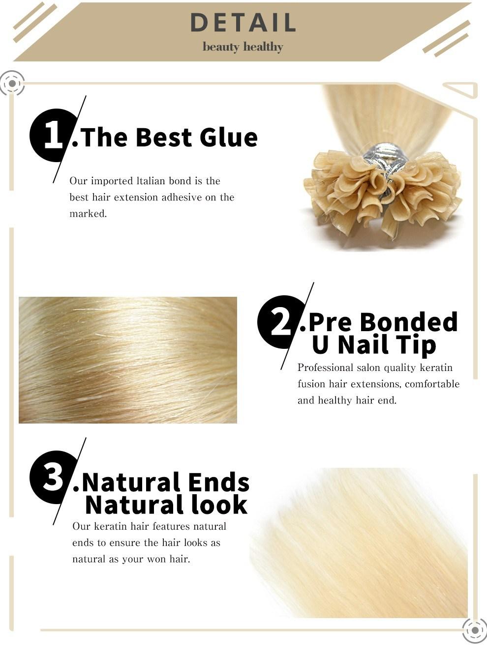 Top Quality U Tip Nail Hair Extensions Machine Remy Hair Natural Real Human Hair Pre-Bonded Hair Extensions
