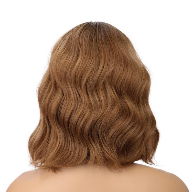 Wholesale Short Brown Body Wave for Black Women Synthetic Soft Bob Wig with Bang