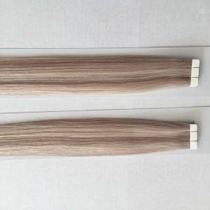 P18/60# Silky Straight PU Tape Weft Virgin Remy Human Hair Extensions