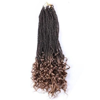 Ombre Brown Senegalese Twist Crochet Braiding Hair with Curly Ends Hair Extension Dreadlocks