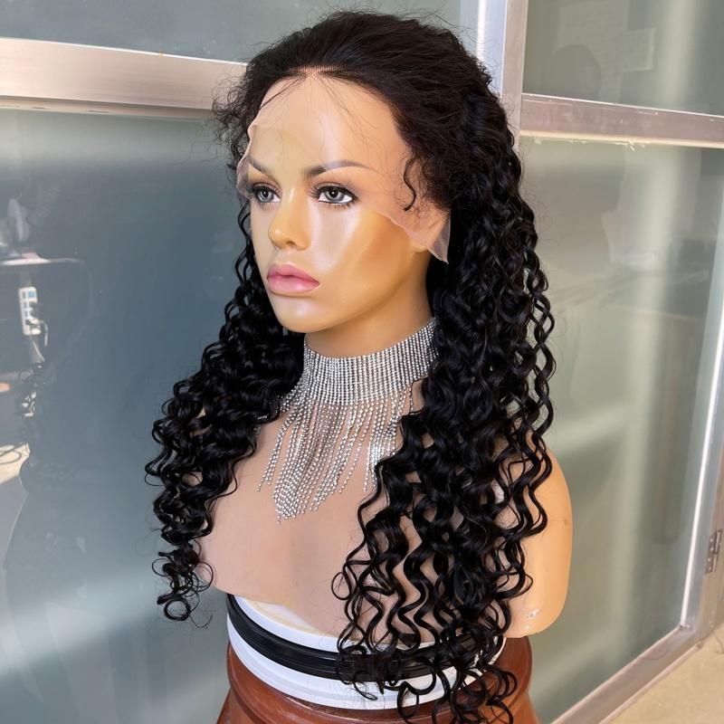 Ready to Ship 100% Virgin Glueless Afro Deep Wave13X4 Frontal Human Hair Frontal Wigs for Black Women