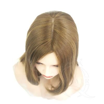 Brown Color Add Highlight Color Silk Top Kosher Wig Jewish Wig Customized Lace Top Wig