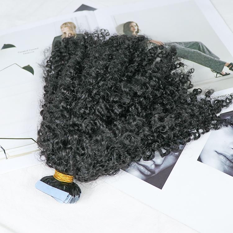 100% Raw Indian Hair Jerry Curly Tape in Hair Extension