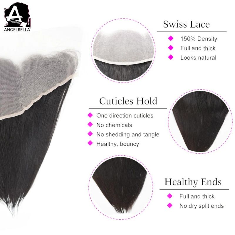Angelbella Silky Straight Transparent Lace Frontals 1b# 13X4 Remy Hair Frontal