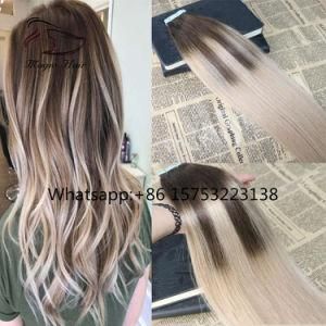 Ombre Tape in Hair Extensions #4 Fading to #18 DIP Dyed Glue in Remy Human Hair Extensions Balayage Tape on Extensions 40PCS/100g