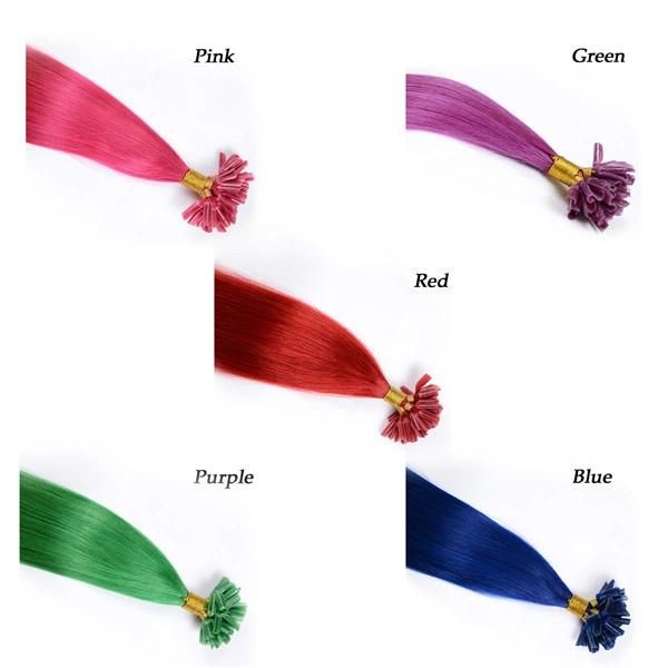 Fancy Color Popular in Europe Premium Quality I U V Flat Tip Brazilian Human Hair Extension