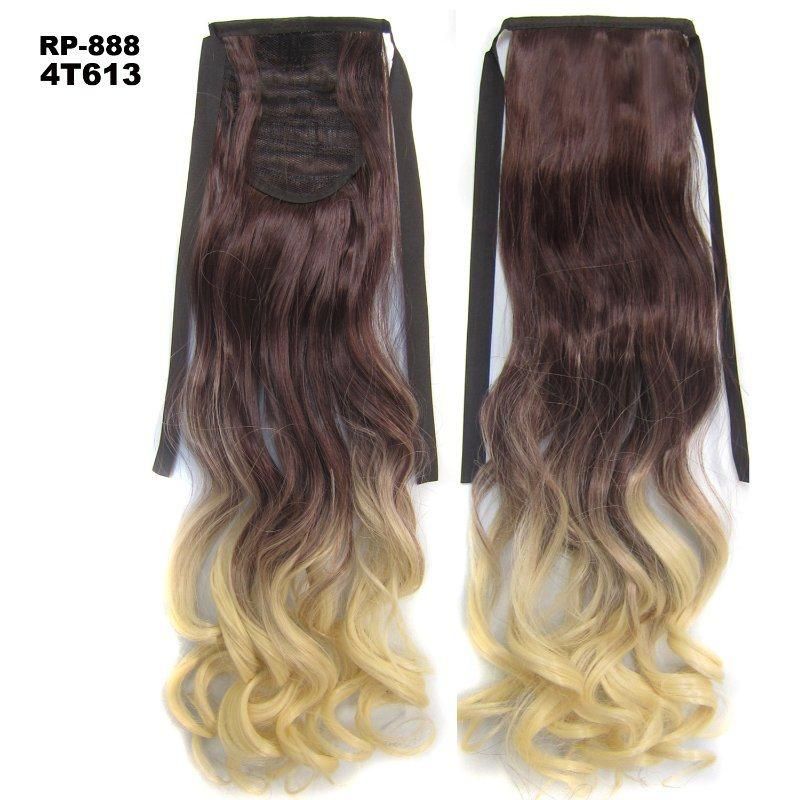 Natural Wavy Ribbon Gradient Color Synthetic Tie up Ponytail Hair Extension