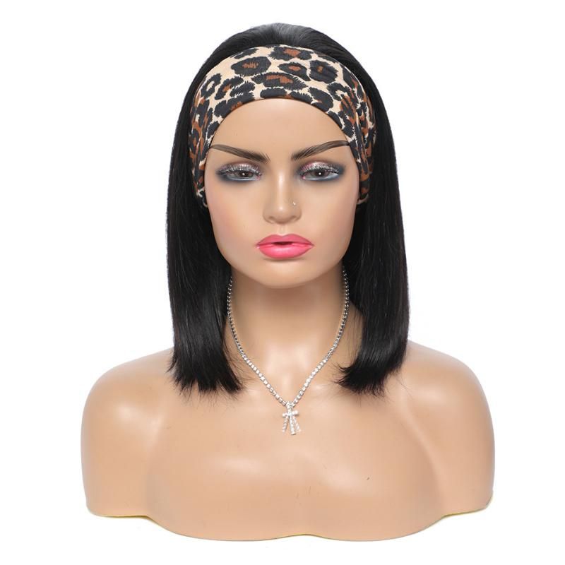 Human Hair Headband Bob Wig 8 Inch to 14 Inch Remy Cheap Full Machine Made Wig