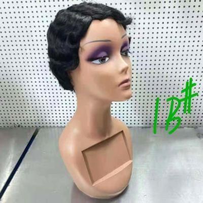 Cheaper Pixie Cut Human Hair Wig Colorful Human Hair Wigs for Black Women