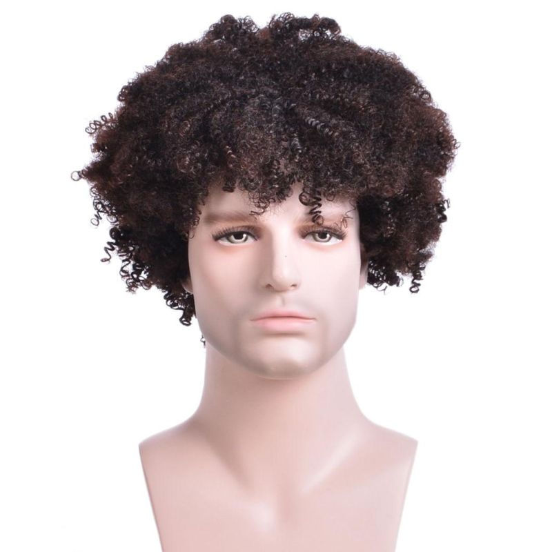 Kinky Curly Synthetic Short Wigs for Men′s Daily Wig Mixed Male Curly Natural Cosplay Hair Heat Resistant Breathable Men Wig Toupee