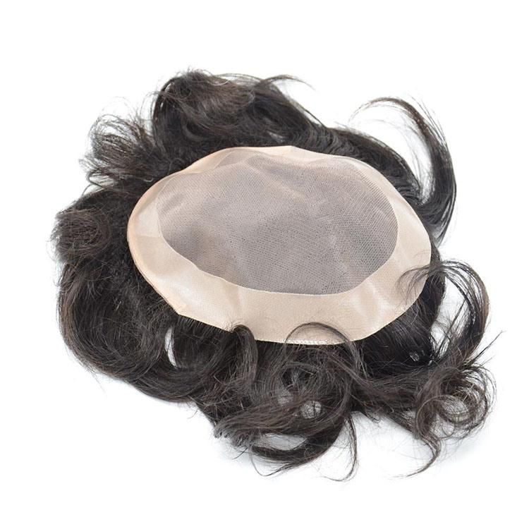 Wholesale Price High Quality Natural 1b# Lace Frontal Human Hair Toupee Men