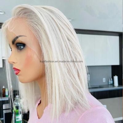 Wholesale 12inch Factory Heat Resistant Synthetic Fiber Short HD Straight Lace Front Blond Wigs