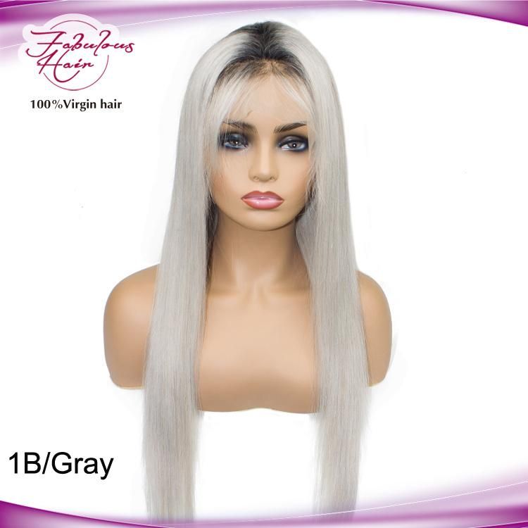 High Quality 1b/Gray Human Hair Wig HD Lace Swiss Lace