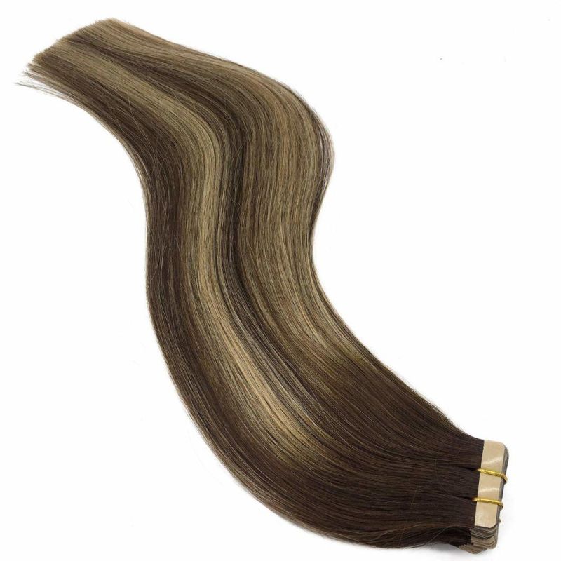 Hair Extensions Tape in Ombre Chocolate Brown to Honey Blonde 16 Inch 50g 20PCS Human Hair Extensions Straight Real Hair Extensions Tape in Remy Hair Extensions