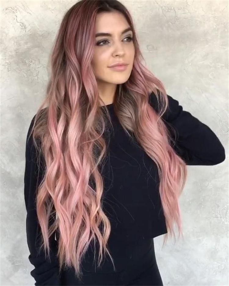 Highest Quality Synthetic Wigs Lovely Pink Color and Transparent Lace Front Wigs for Fashion Women