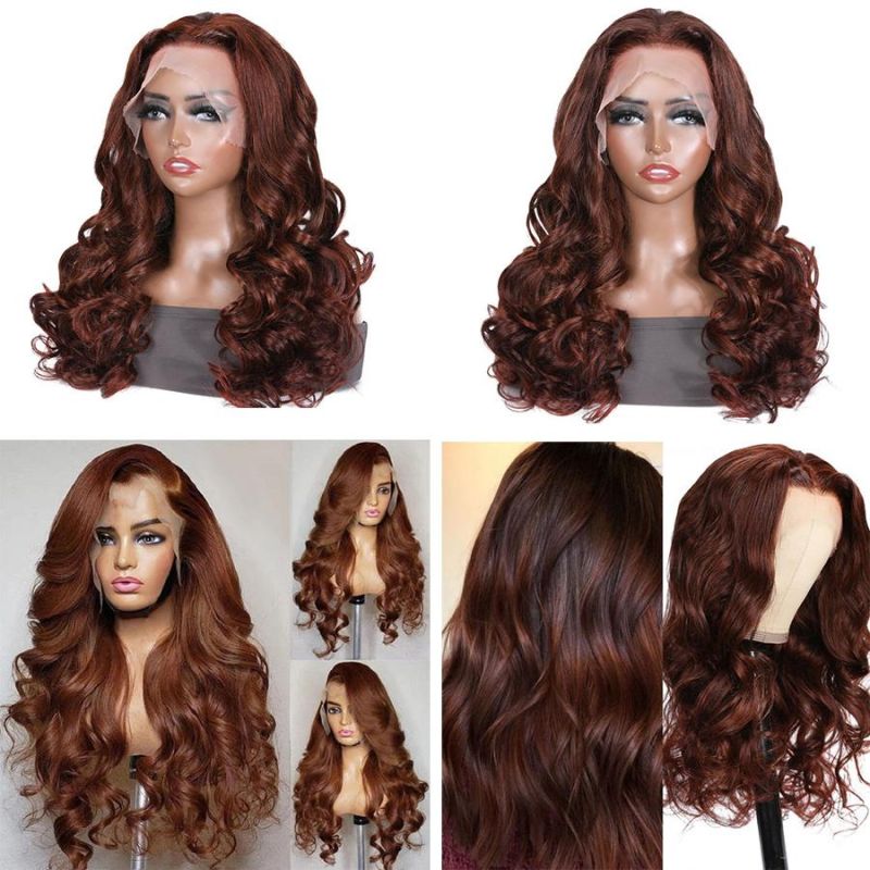 China Women Full Lace Wigs Hair Weaving HD Lace Front Wig Red# Brazilian Virgin Hair Wholesale Human Hair Wigs